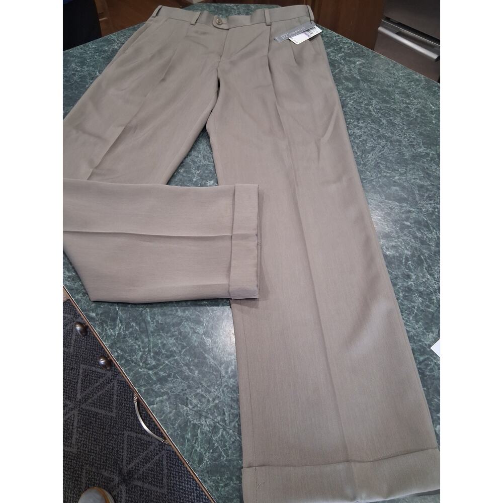 Perry Ellis Portfolio Dress Pants Mens 32X32 Tan Travel Luxe Classic Beige NWT